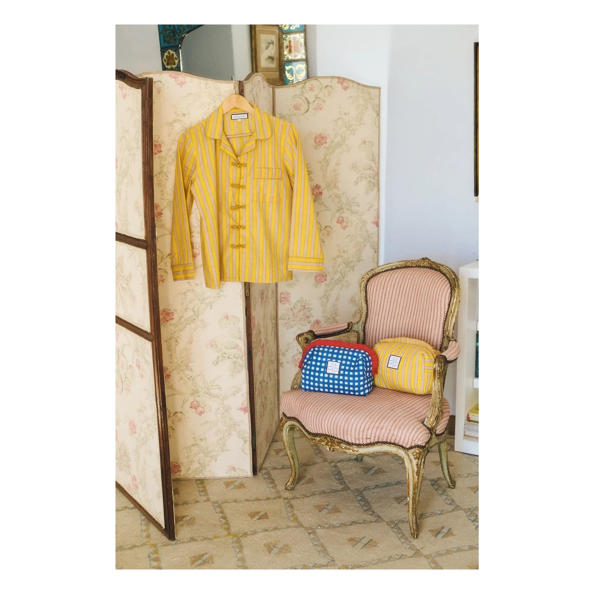 Maria de la Orden - Pijama de rayas de algodón Cali | Amarillo