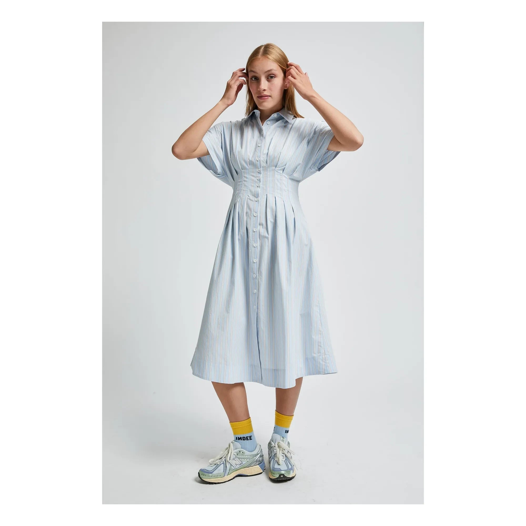 Indee - Vestido camisero Valois a rayas | Azul claro