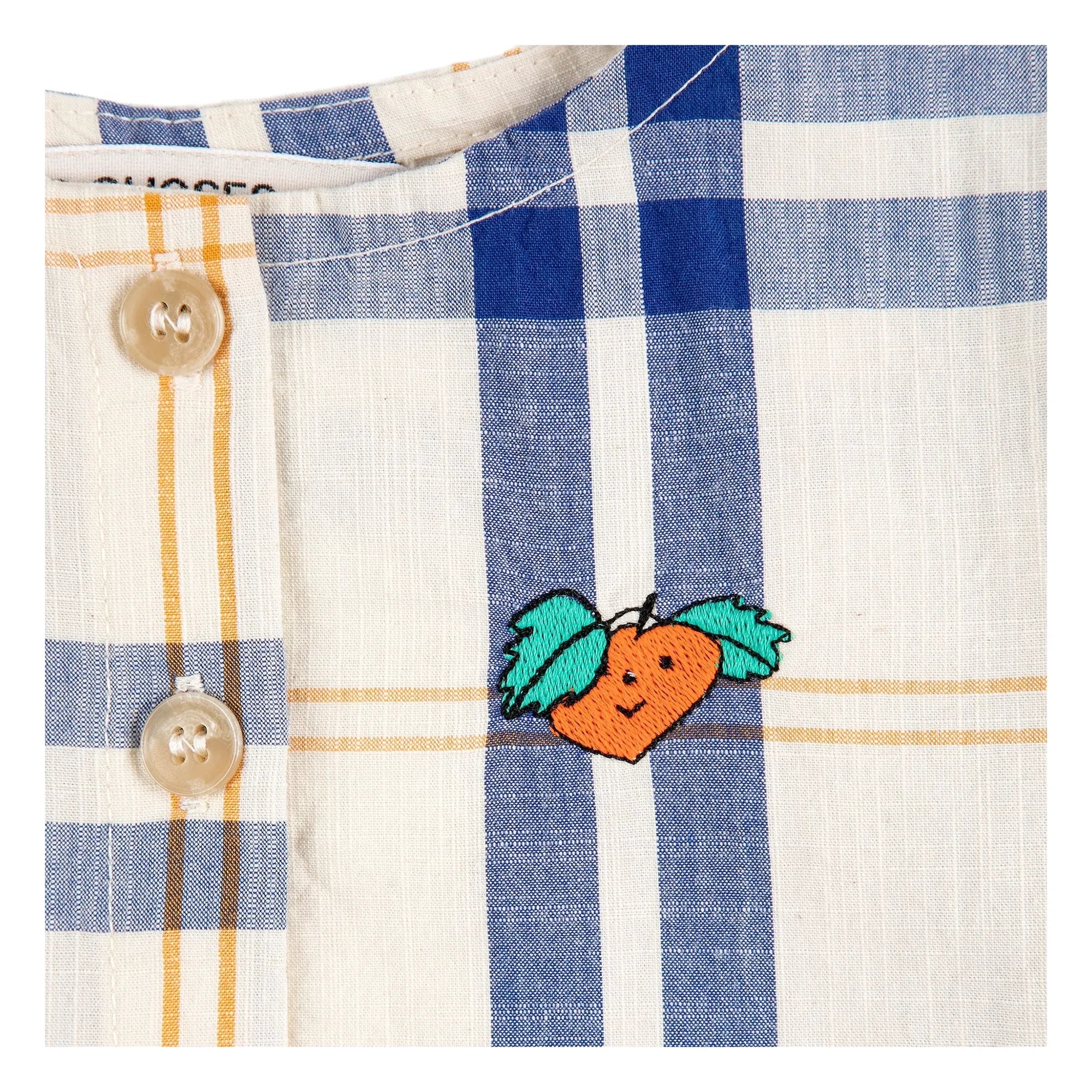 Bobo Choses - Vestido de bebé de algodón orgánico con estampado tartán | Crudo