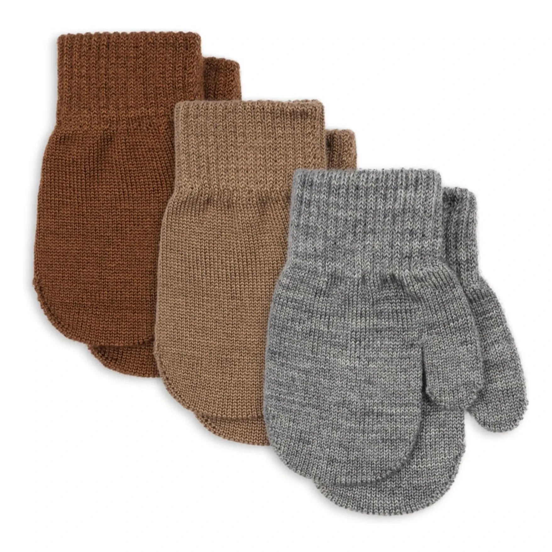 Konges Sløjd - Guantes de Lana Filla de 3 Pares | Marrón