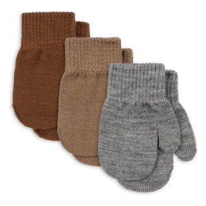 Konges Sløjd - Guantes de Lana Filla de 3 Pares | Marrón