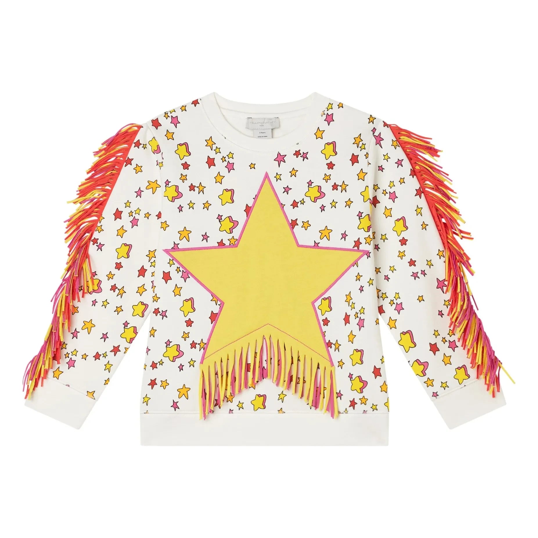 Stella McCartney Kids - Sudadera con estrella con flecos | Crudo