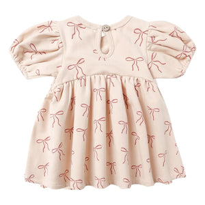 Quincy Mae - Vestido Darla de algodón orgánico con nudos | Coral