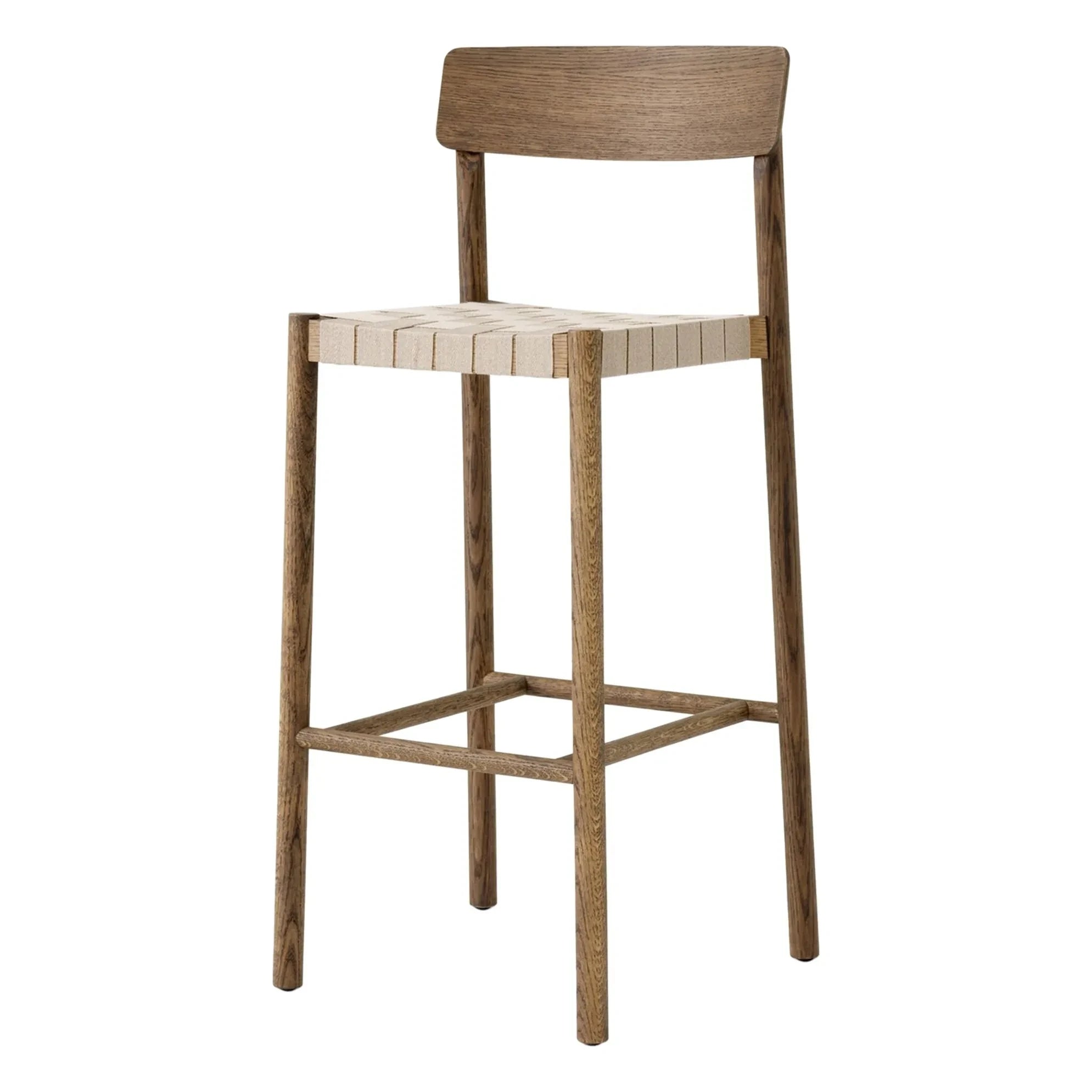 & Tradición - Betty TK15 roble aceitado ahumado de 75 cm | Taburete de bar tejido natural de roble ahumado