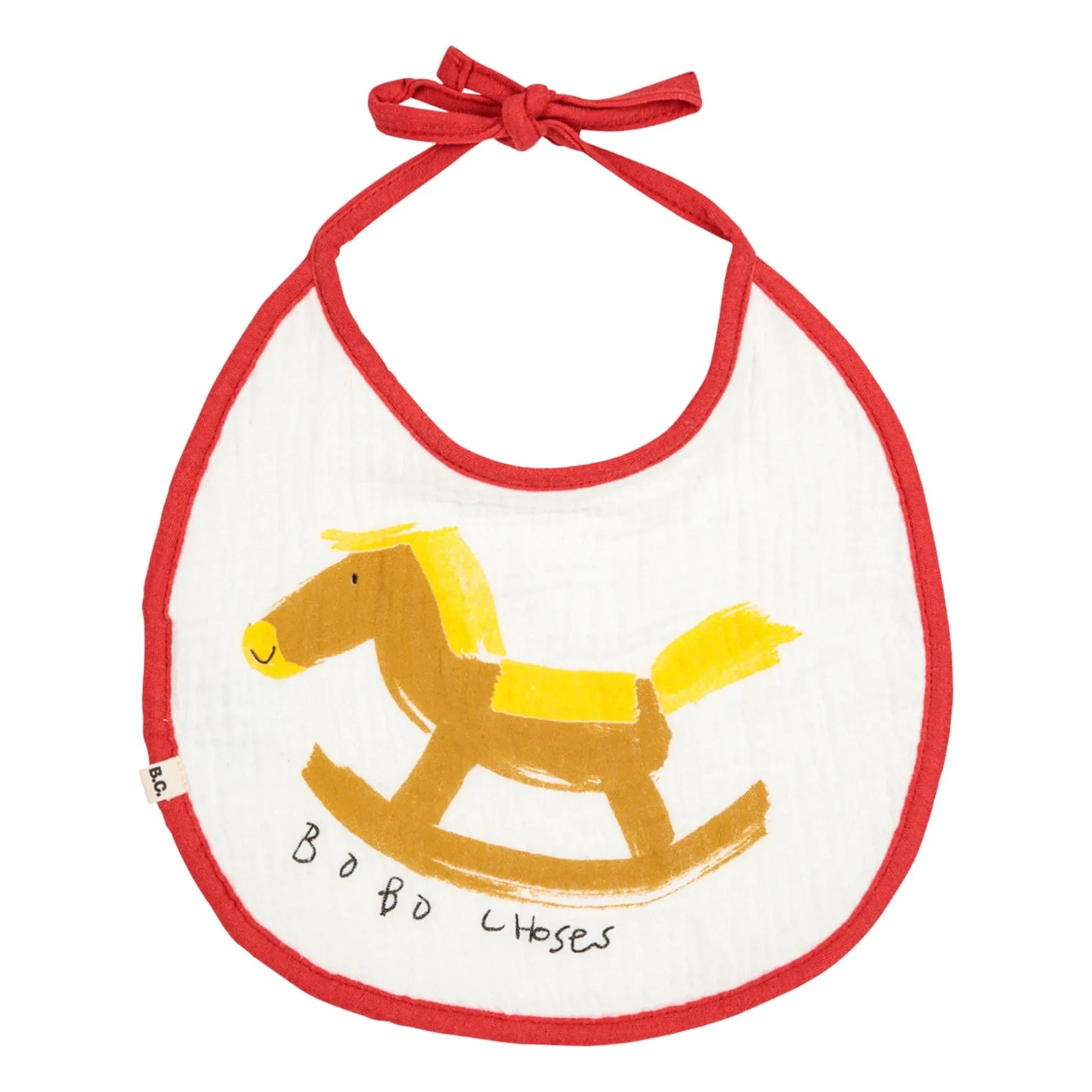 Bobo Choses - Set de 2 baberos de muselina de algodón orgánico con caballitos | Rojo