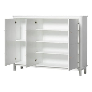 Oliver Furniture - Çok Bölmeli 3 Kapılı Huş Ağacı Şifonyer | Beyaz