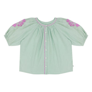 Jenest - Blusa bordada Colette Keten | Verde almendra