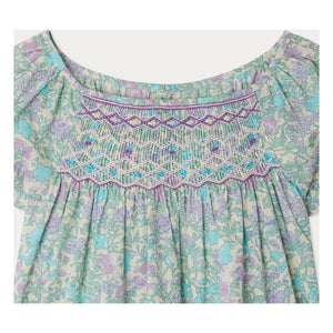 Bonpoint - Blusa fruncida de algodón orgánico Grenade Liberty | Verde agua