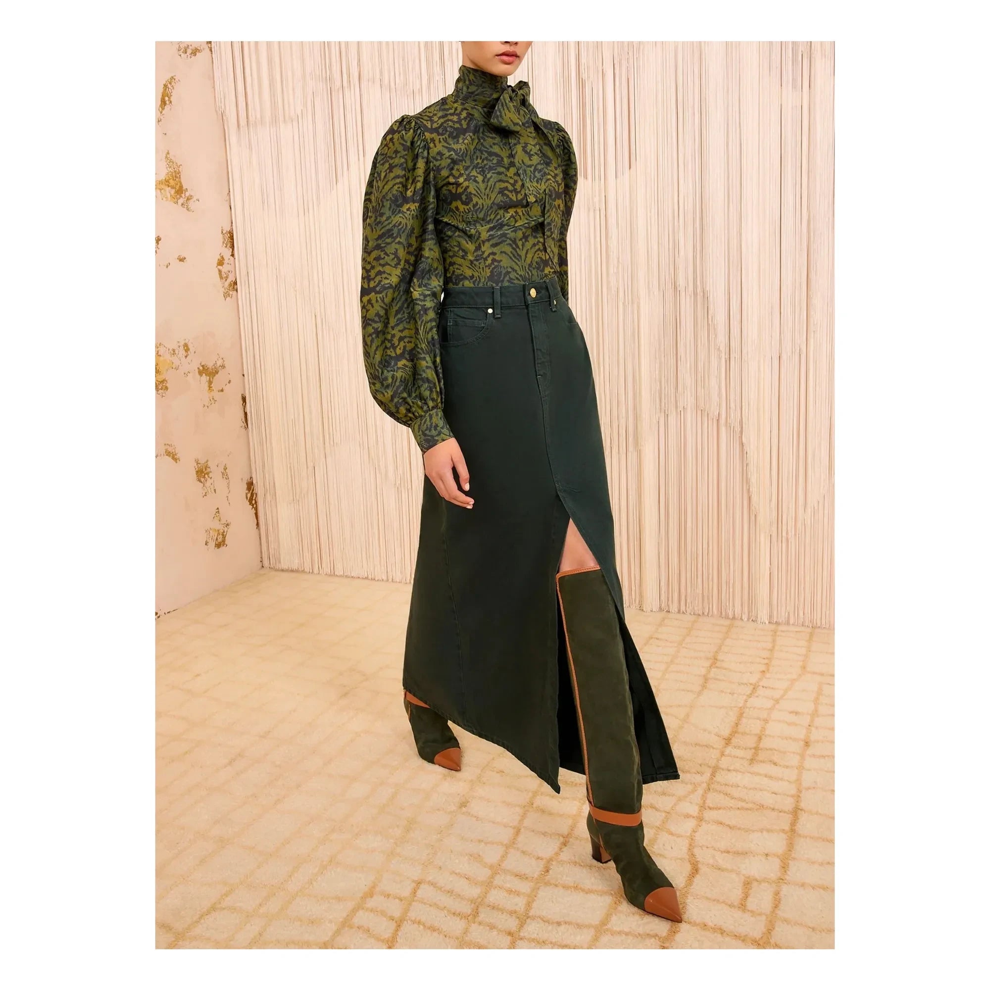 Ulla Johnson - Anais Denim etek | Koyu yeşil