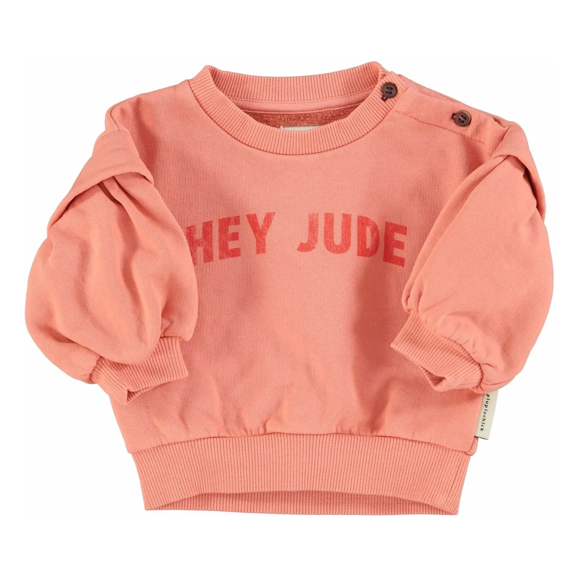 Piupiuchick - Sudadera de algodón orgánico con volantes Hey Jude | Coral