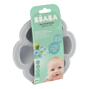 Béaba - Molde de Silicona para Comida de Bebé - 6 x 90 ml | Gris Claro
