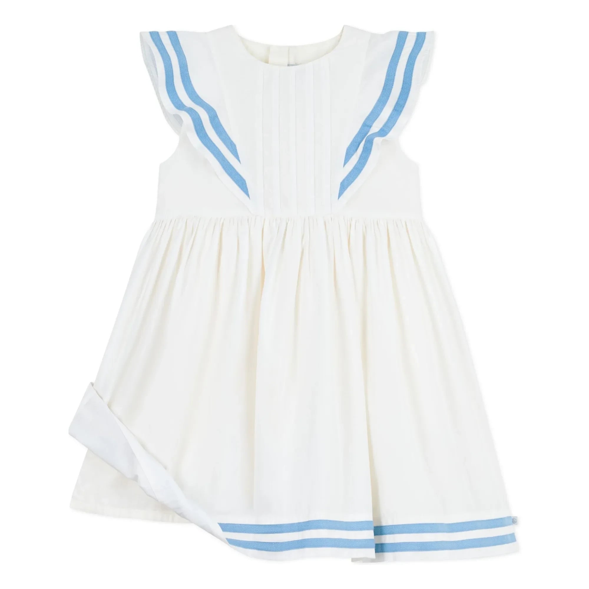 Petit Bateau - Vestido con volantes de popelina de algodón orgánico | Blanco