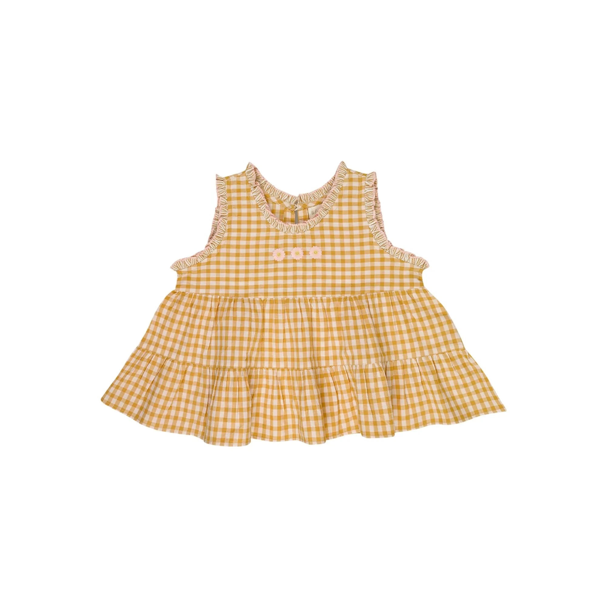 Lilinoa - Top a cuadros bordado Esther | Caramelo