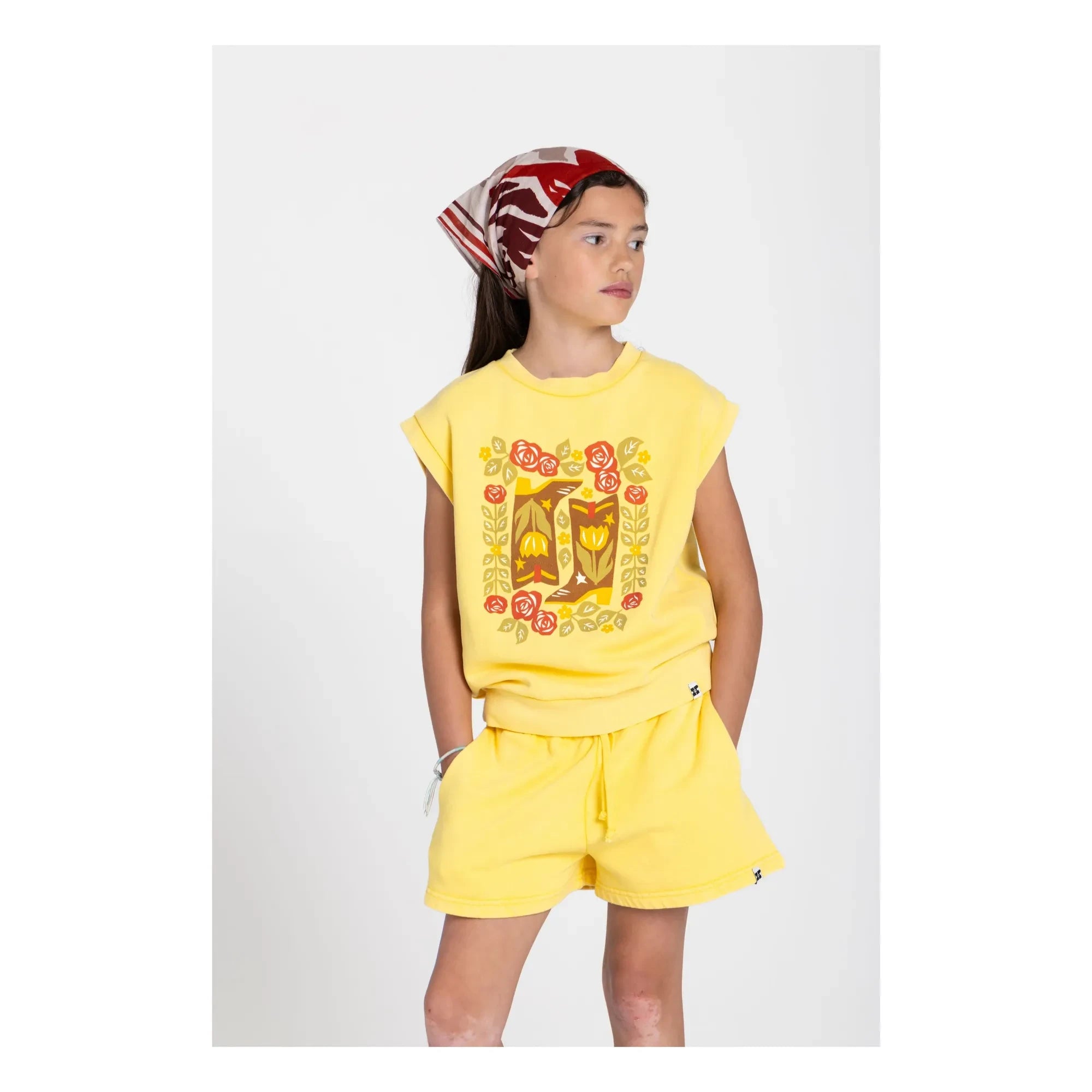 Hundred Pieces - Inaya Sudadera sin Mangas de Algodón Orgánico con Estampado Floral | Amarillo Pálido