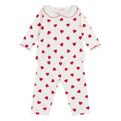 Petit Bateau - Pijama de algodón orgánico con cuello de corazón | Blanco