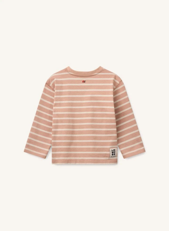 Liewood - Tyler Camiseta de Algodón Orgánico a Rayas | Rosa Pálido