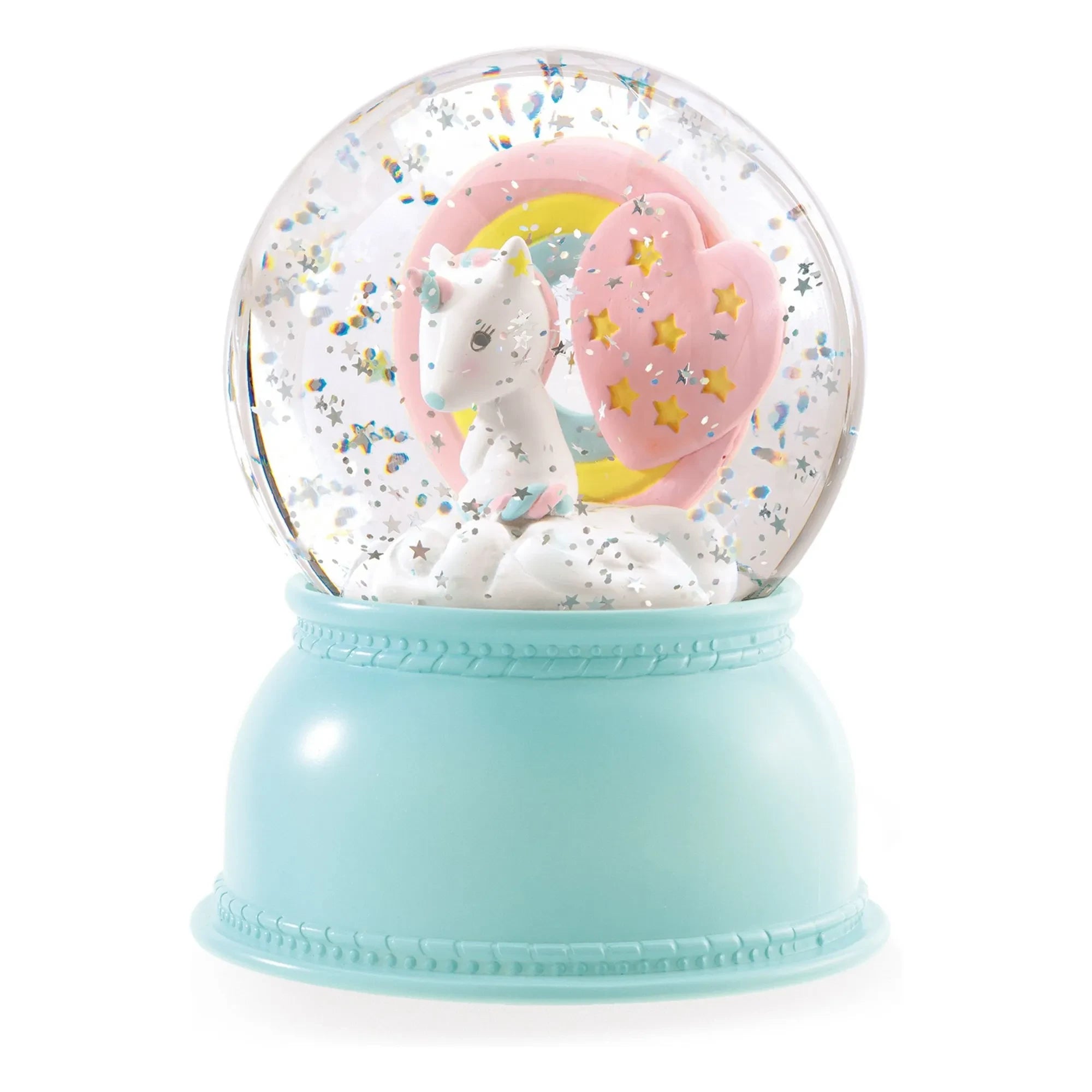 Djeco - Lámpara quitamiedos globo de nieve unicornio