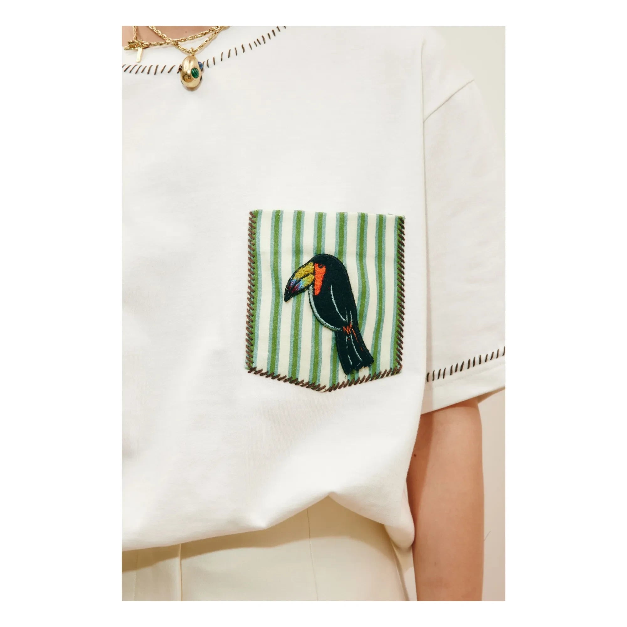 Alémais - Camiseta Toucan de algodón orgánico | Blanco