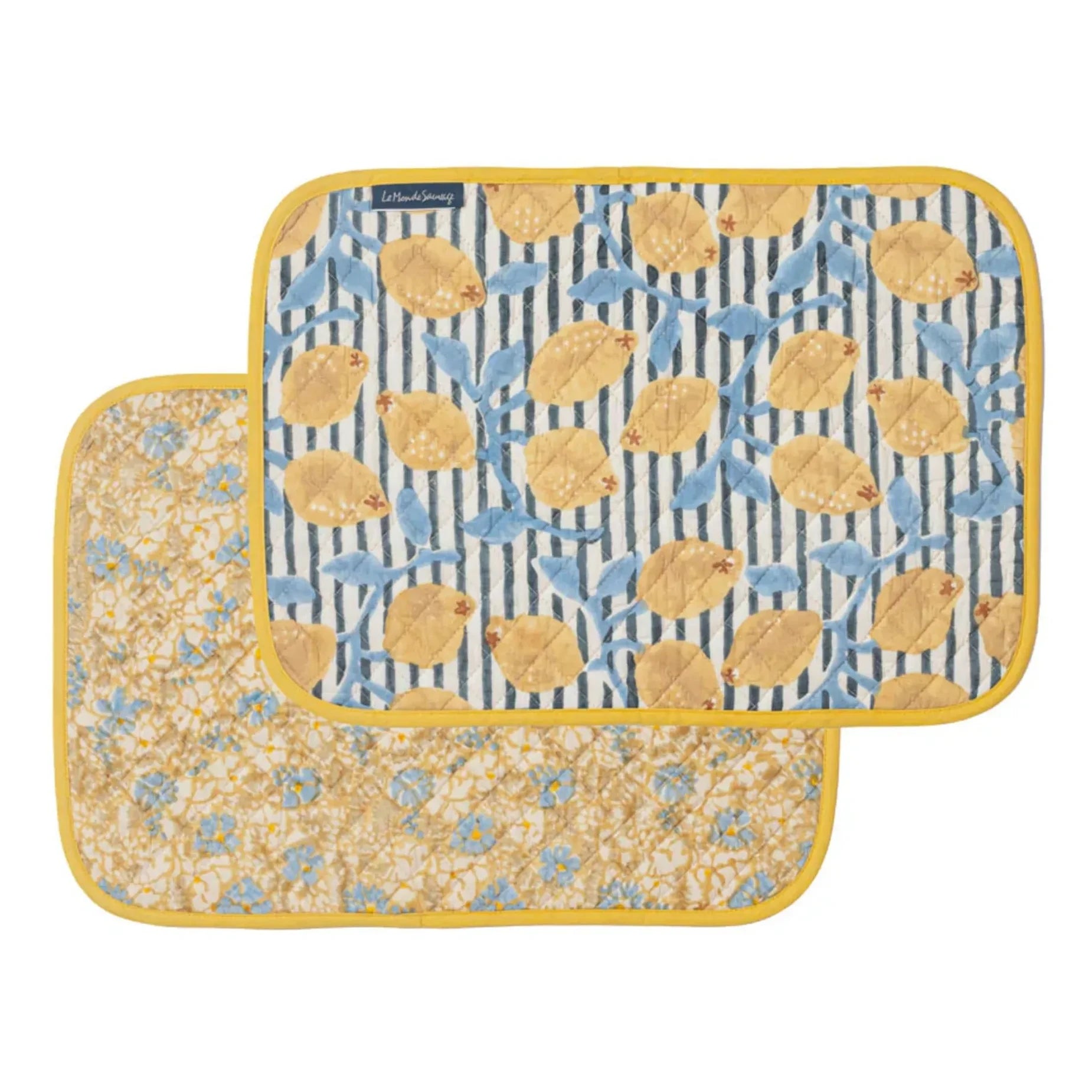 Le Monde Sauvage - Salvamanteles individual reversible Sicilia - Juego de 4 | Amarillo