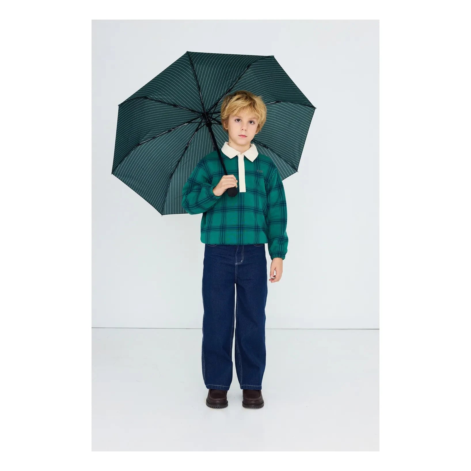 Tinycottons - Polo de algodón orgánico a cuadros | Verde