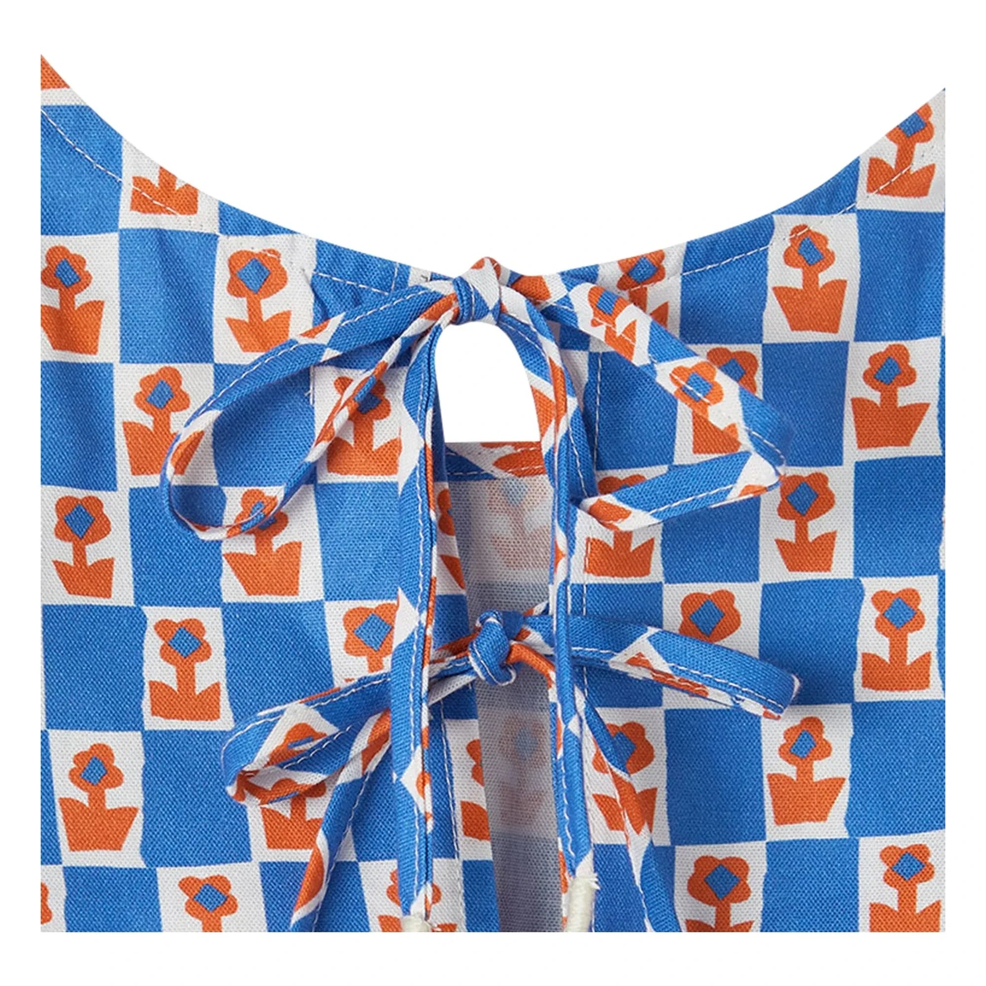 Fabula - Top con volantes Damier Flowers | Azul