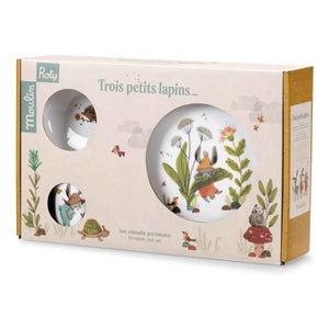 Moulin Roty - Vajilla de porcelana Tres conejitos