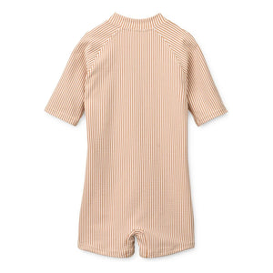 Liewood - Max Traje de baño de rayas seersucker con protección UV de fibra reciclada | Rosa