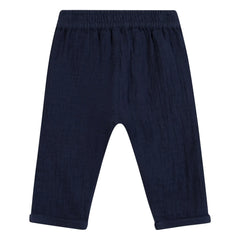 Tartine et Chocolat - Pantalón Abotonado de Gasa de Algodón | Azul Marino