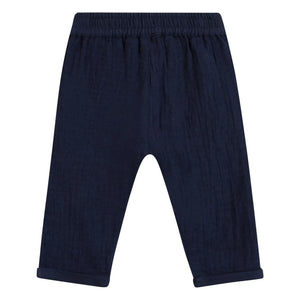 Tartine et Chocolat - Pantalón Abotonado de Gasa de Algodón | Azul Marino