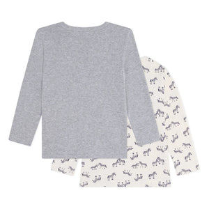 Petit Bateau - Conjunto de dos camisetas de cebra | Crudo