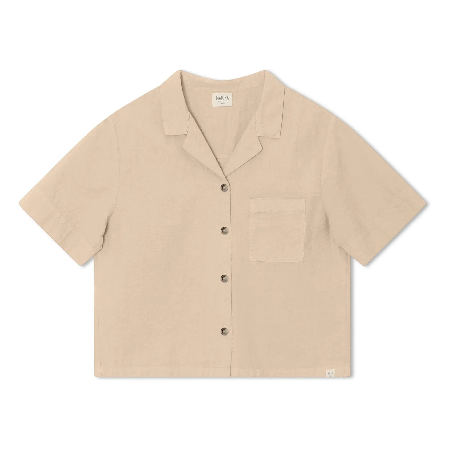 Matona - Camisa de algodón orgánico Seersucker arena