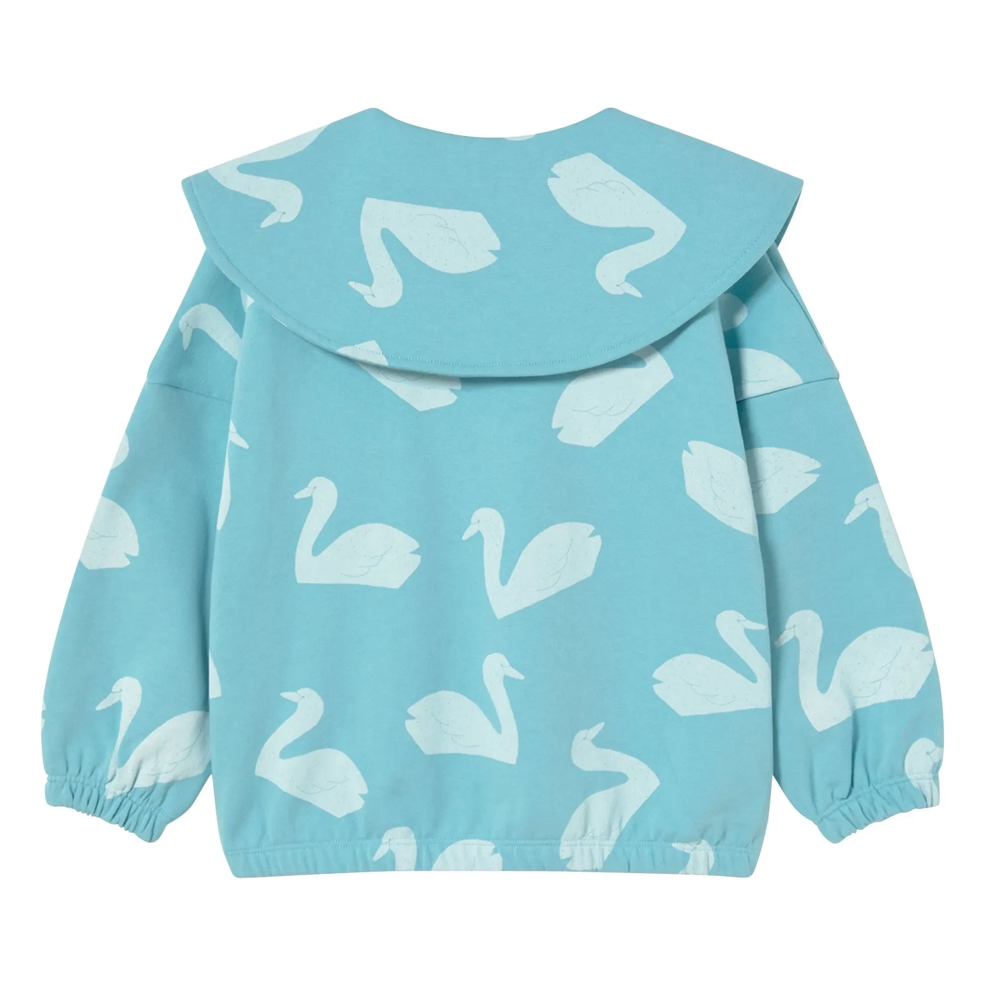 Tinycottons - Sudadera con cuello abotonado Cisnes | Azul claro