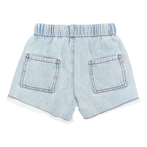 Búho - Shorts de mezclilla con flecos | Azul claro