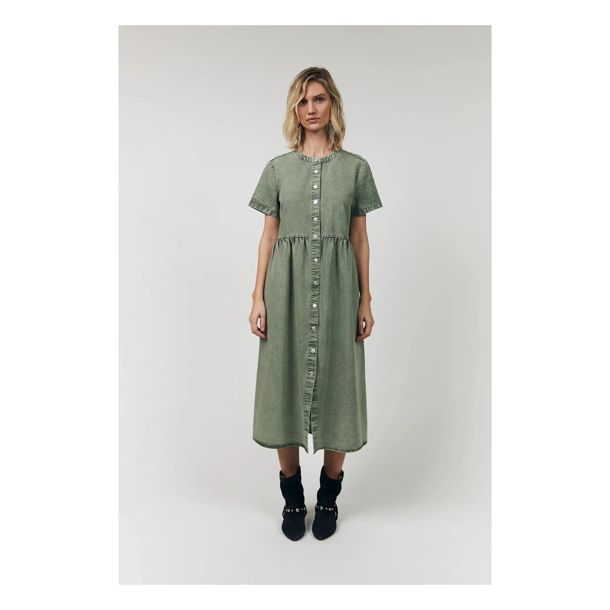Lollys Laundry - Vestido de algodón Aliya | Caqui
