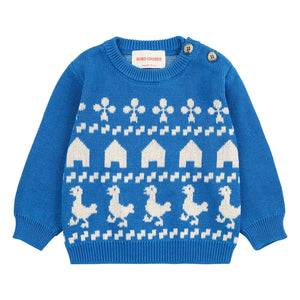 Bobo Choses - Jersey de punto de algodón orgánico con diseño de granja | Azul