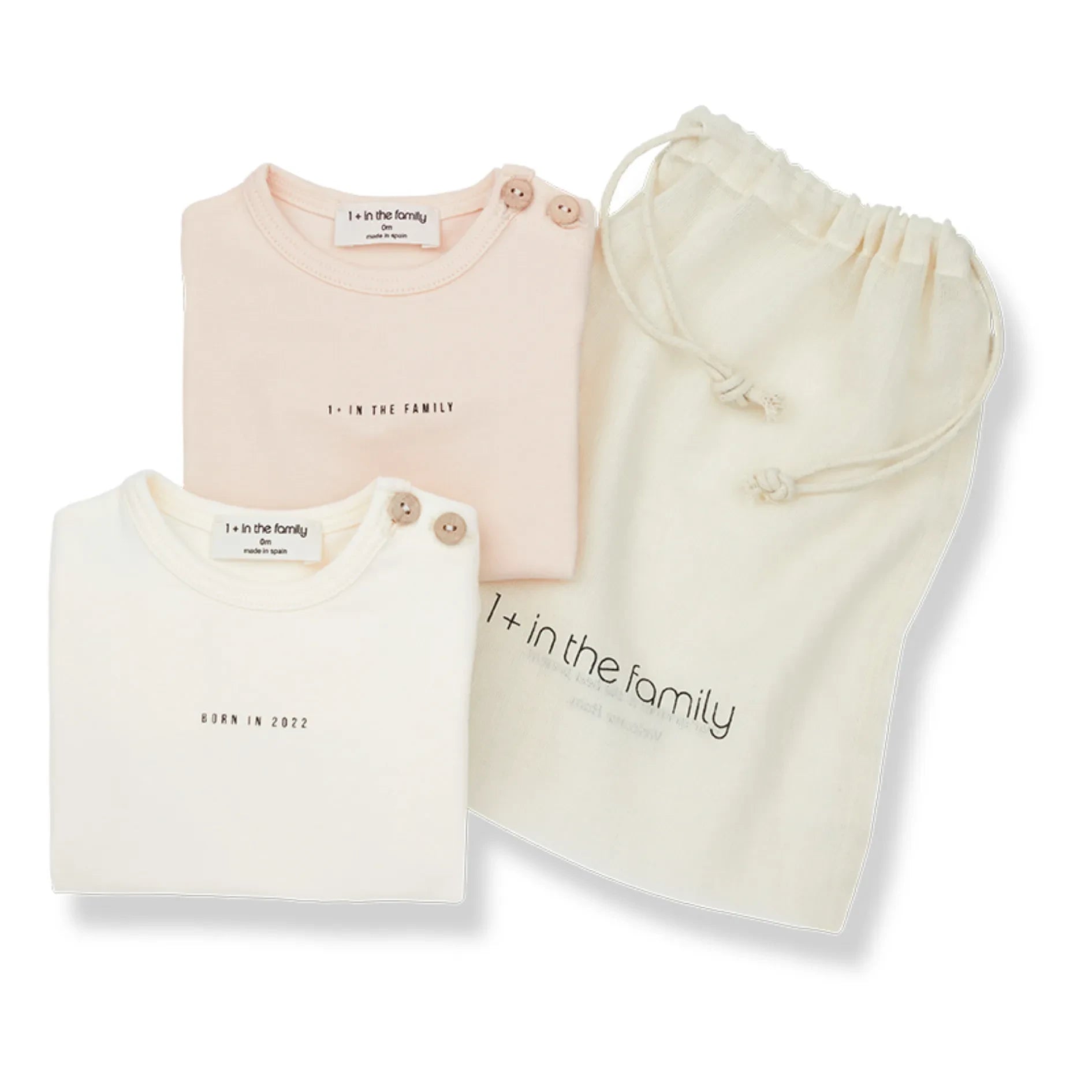 1+ en la familia - Bodys de Bebé de Algodón Orgánico Lis - Set de 2 | Rosa empolvado