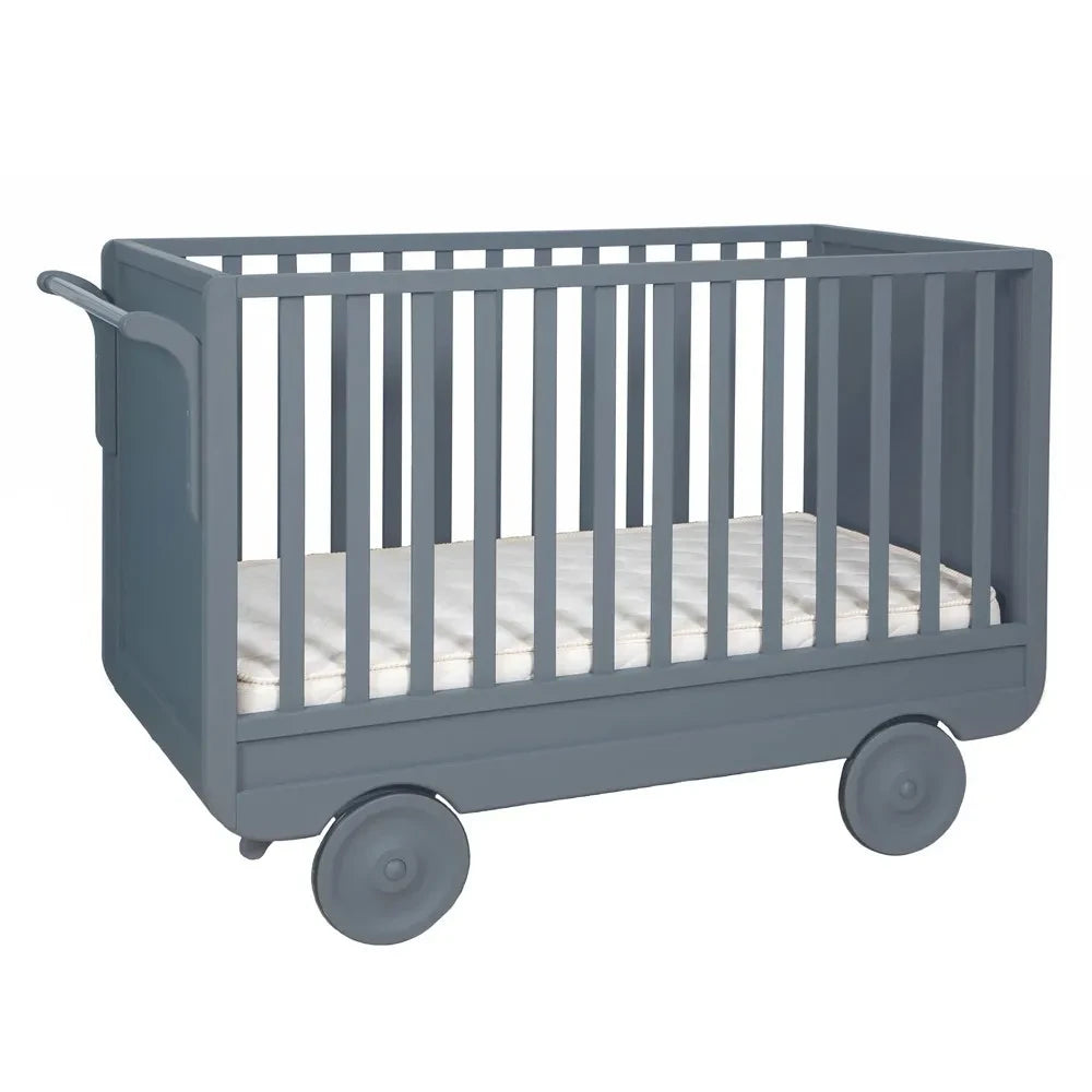 Laurette - Cuna con ruedas ajustable 60 x 120 cm | Gris medio