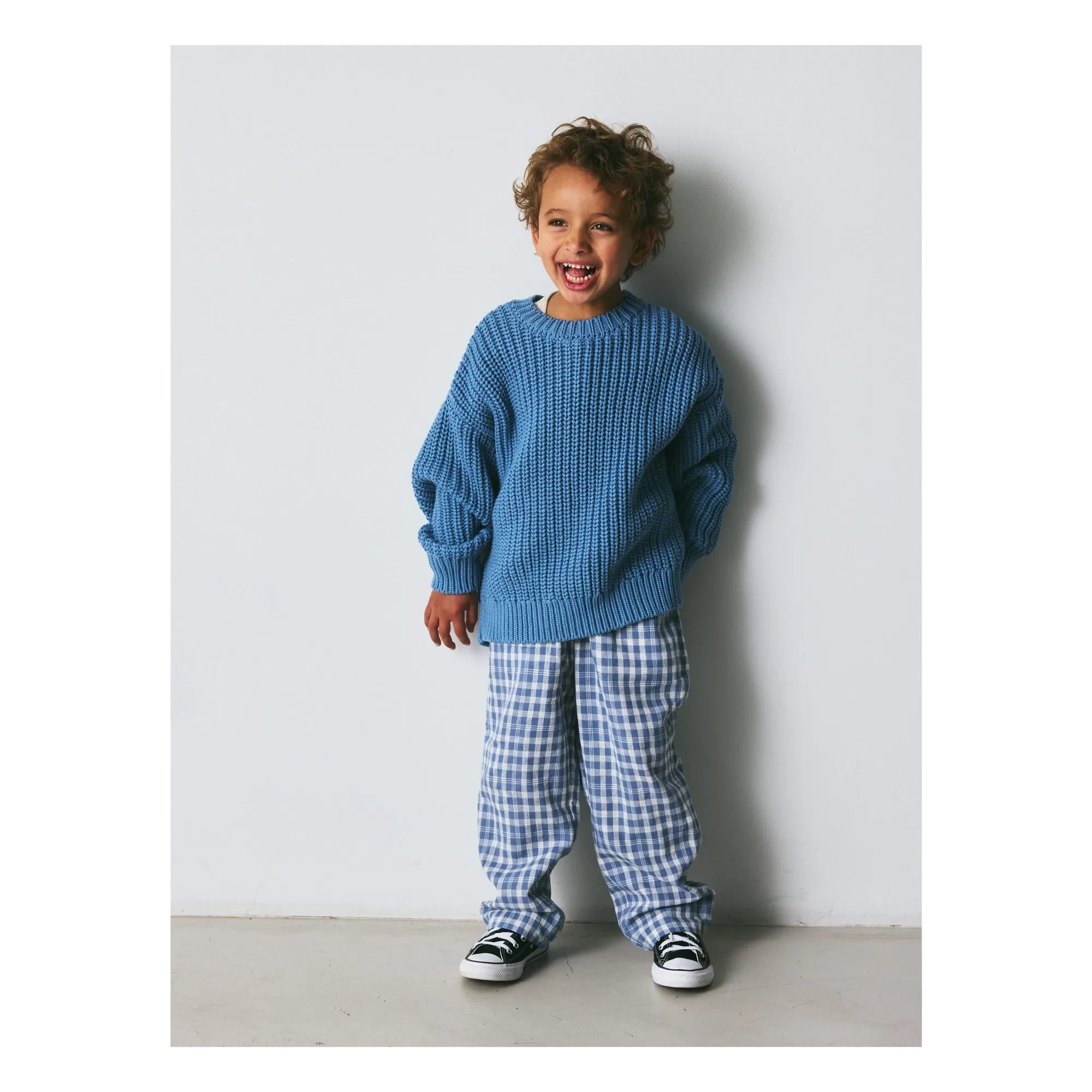 brunobruno nation - Pantalones a cuadros de algodón orgánico Dora | Azul