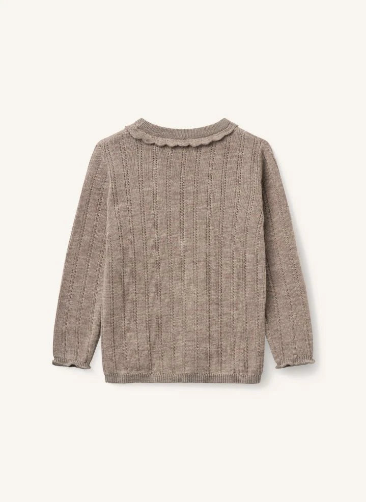 Copenhagen Colors - Merinos Yünü Pointelle Kazak | Taupe Kahverengi