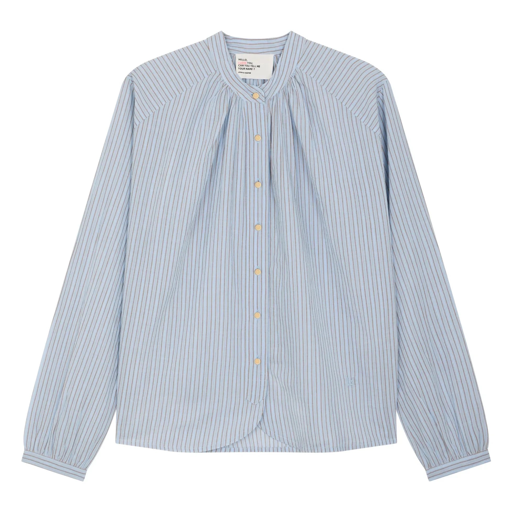 Leon & Harper - Blusas de algodón orgánico a rayas Cirus | Azul