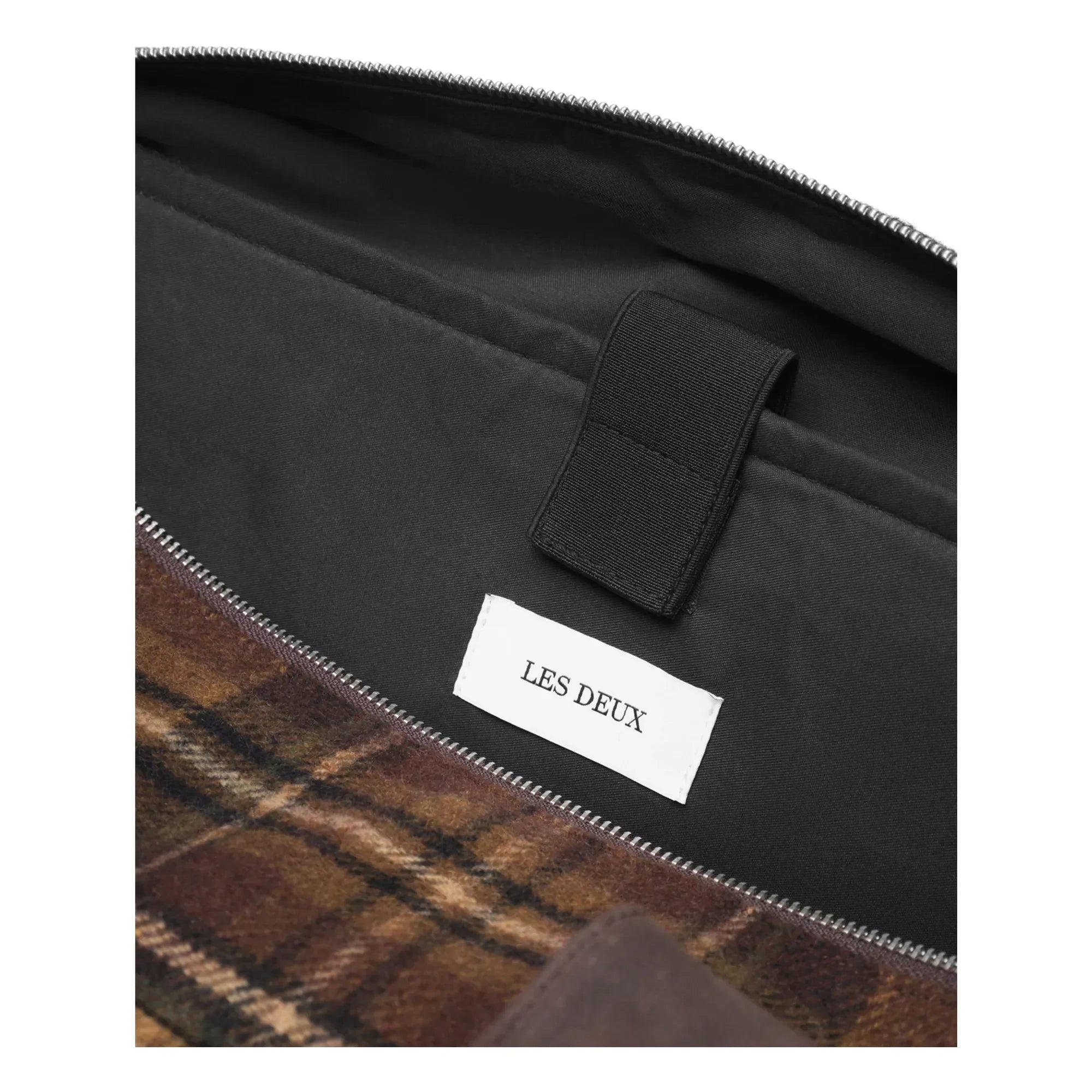Les Deux - Wesam Check Bolsa de cuadros de lana de fin de semana | Marrón