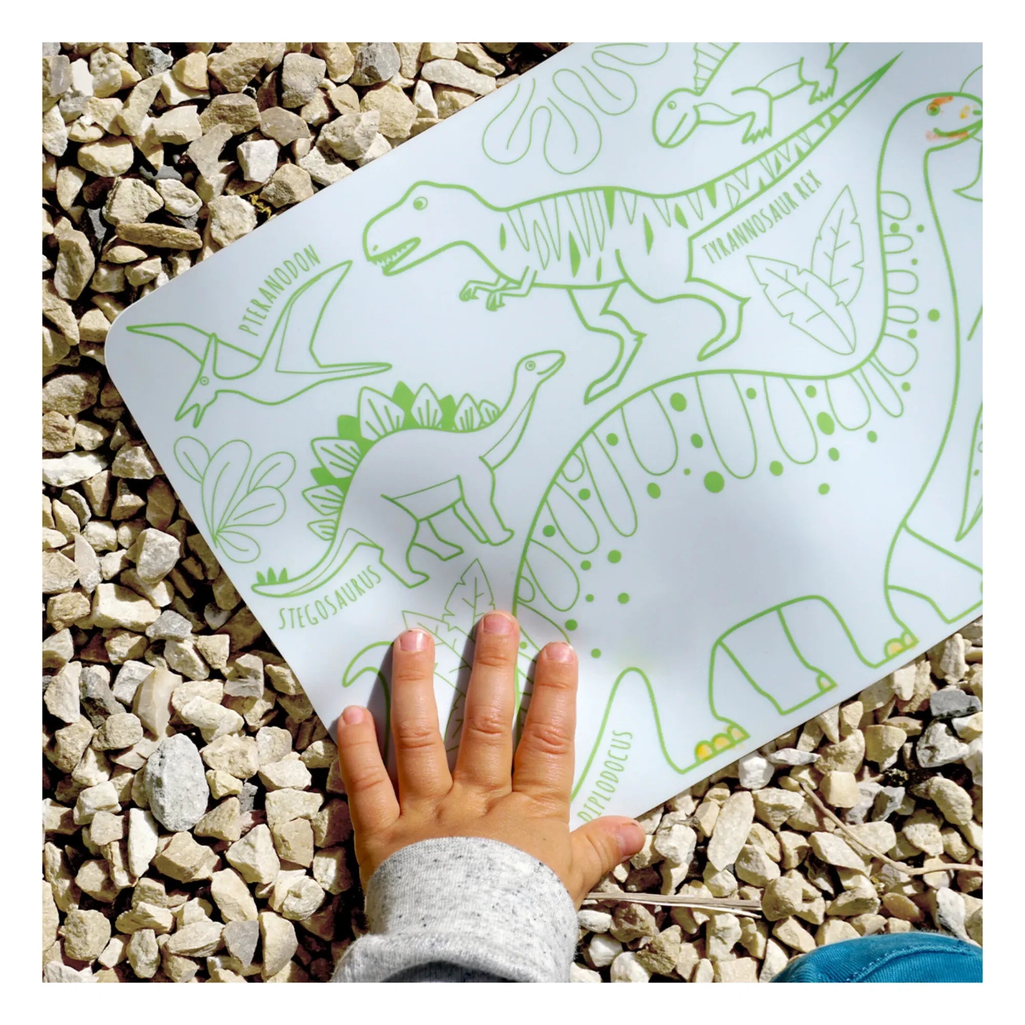 Superpetit - Set individual mini reversible con 4 rotuladores - Dinosaurio
