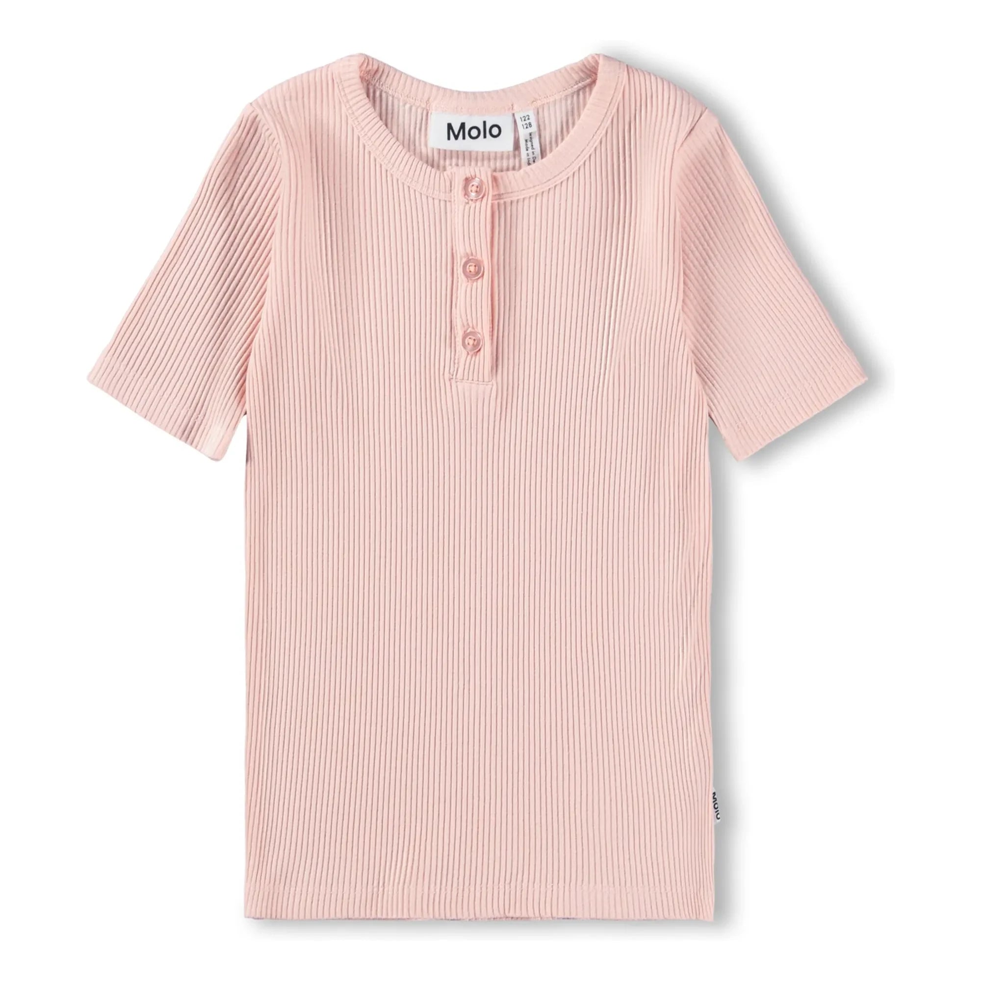 Molo - Camiseta de canalé con botones Rosey | Rosa claro