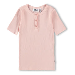 Molo - Camiseta de canalé con botones Rosey | Rosa claro