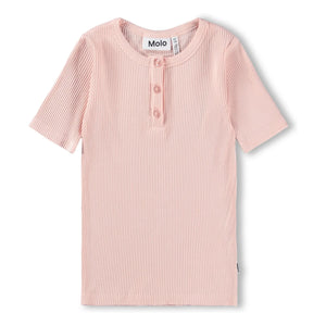 Molo - Camiseta de canalé con botones Rosey | Rosa claro