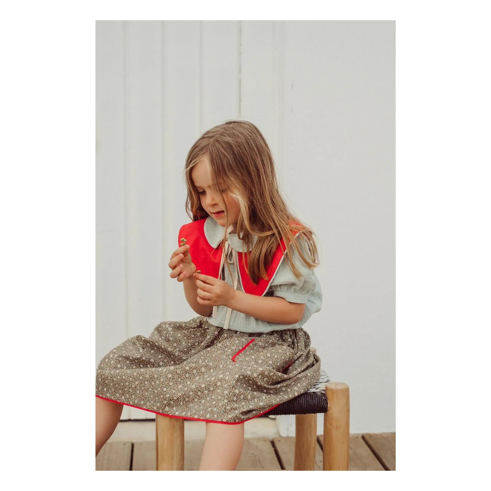 THE LiTTLE POETS - Falda bordada Amália Nature | Marrón caqui