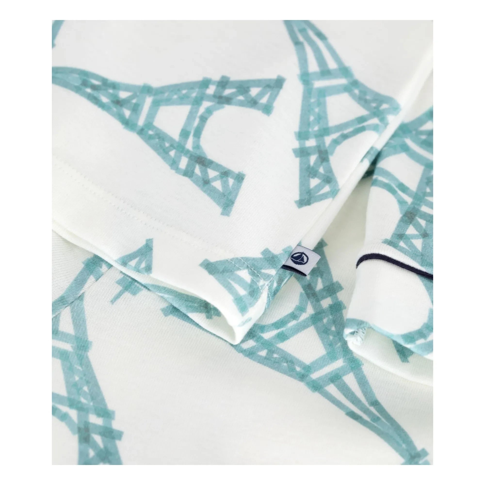 Petit Bateau - Pijama con botones de la Torre Eiffel | Blanco