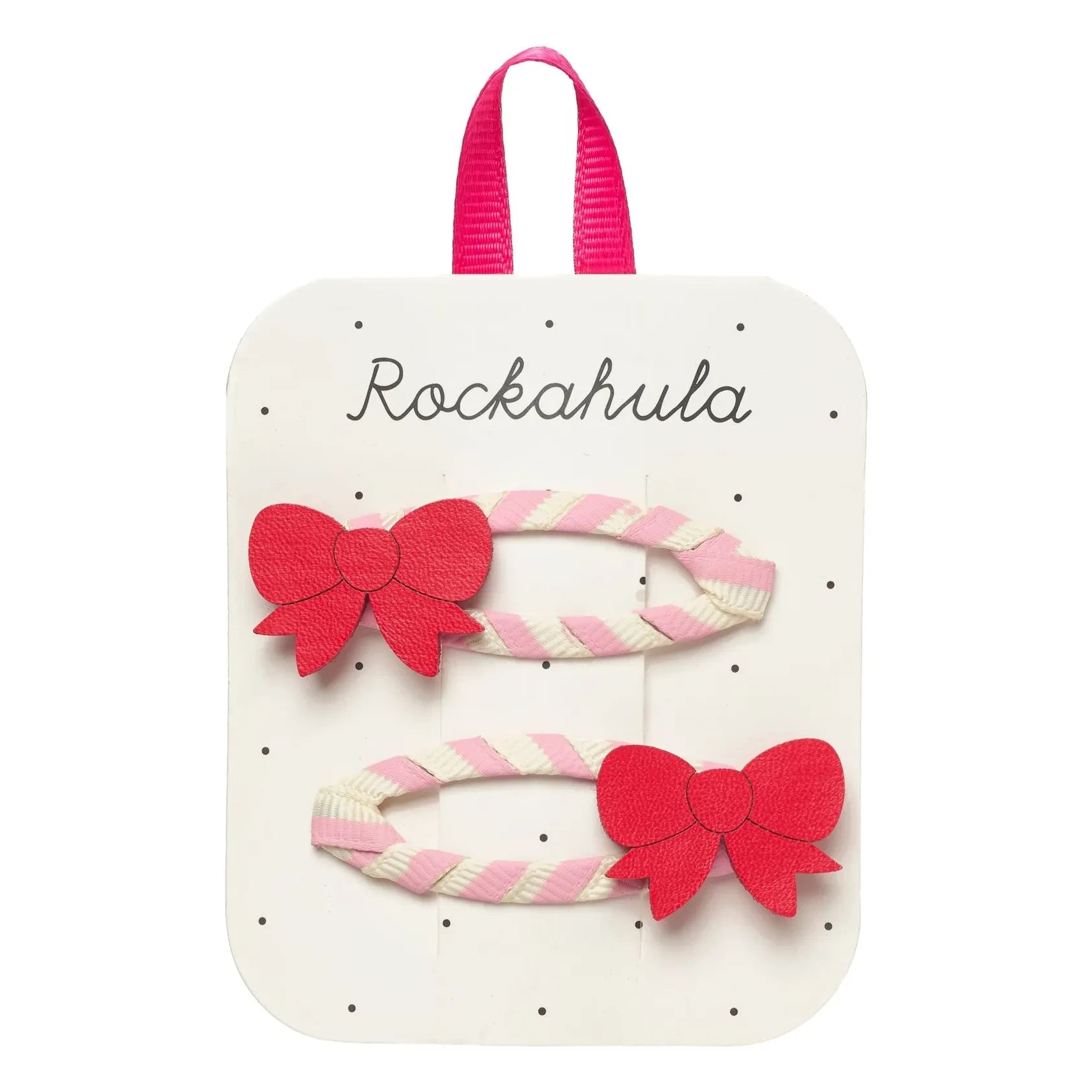 Rockahula Kids - Kırmızı Çizgili Fiyonk Klipsleri 2'li Set