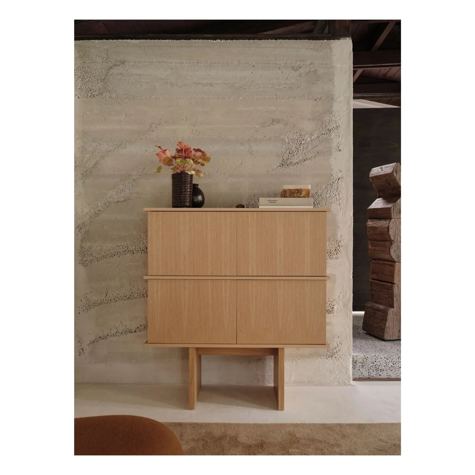 Ferm Living - Jarrón de cerámica con textura de terciopelo | Marrón