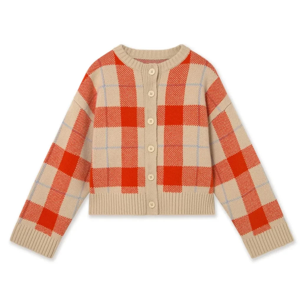 The Tiny Big Sister - Yün Ekoseli Hırka | Vanilya